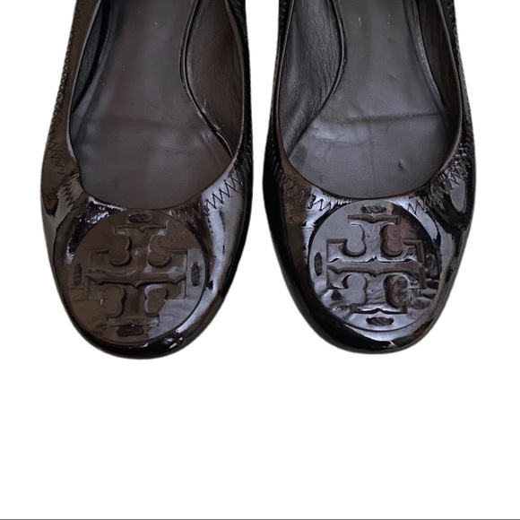 SOLD! Tory Burch Reva Ballerina Flat Black Sz 7.5 - Picture 2 of 6